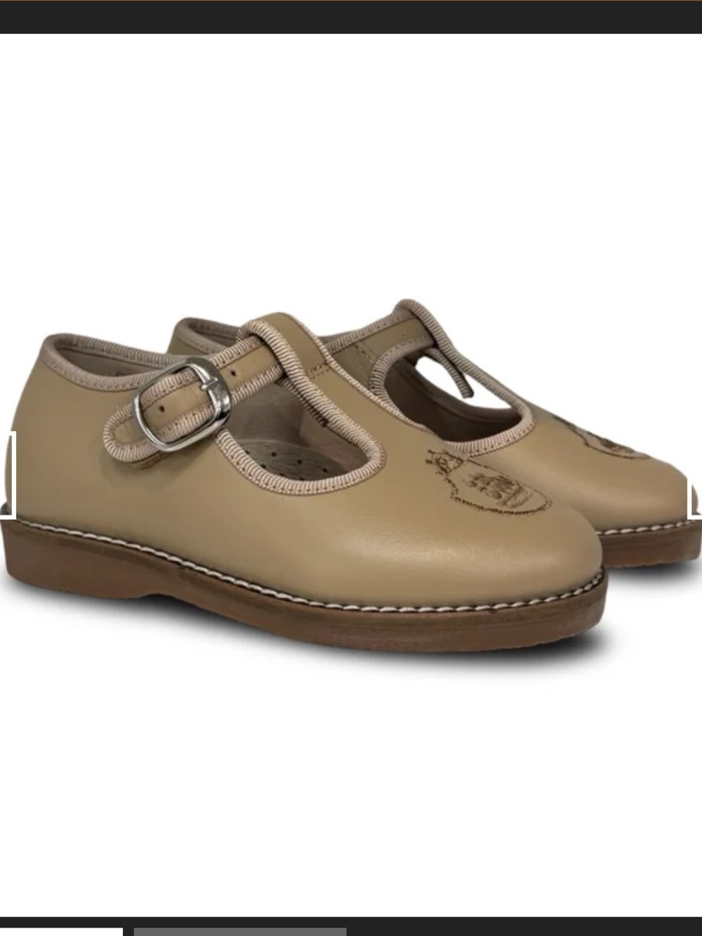 Kids Tan T-Strap Mary Jane Dress Shoes